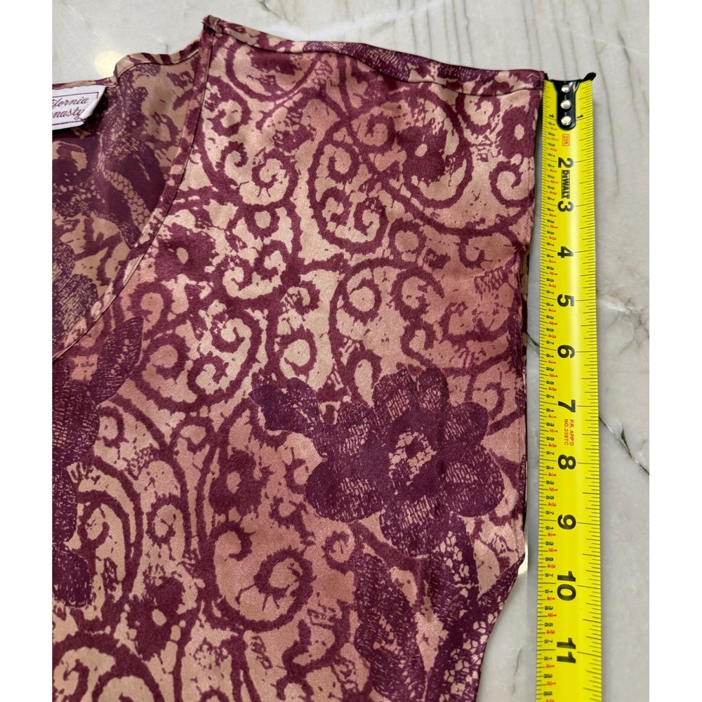California Dynasty Vintage Mauve Floral Satin Nightgown V-Neck Chemise Sleepwear - Picture 9 of 11